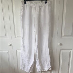 White Wide-Leg Drawstring Pants